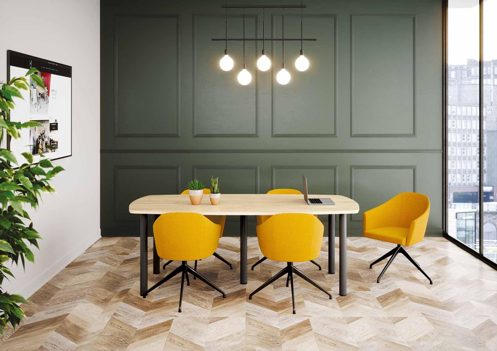 Salle de réunion vert avec télé ambiance